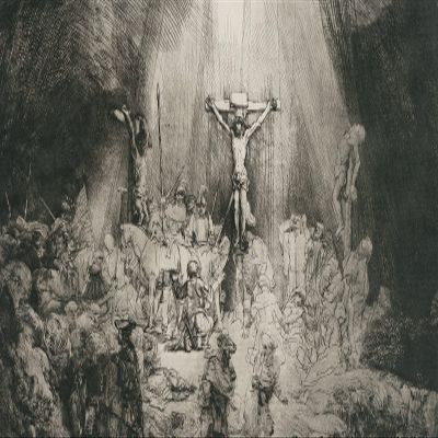 100% Smooth Cotton Paper - Rembrandt - Christ Crucified Between The Two Thieves The Three Crosses (1653) Photo Poster Painting Art Print - Size: 24 x 16 Inches