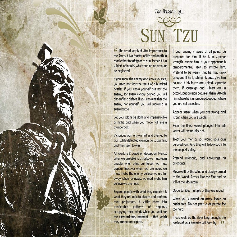 100% Smooth Cotton Paper - The Wisdom of Sun Tzu Poster - Photo Art Print Gift Motivation The Art of War - Size: 24 x 16 Inches