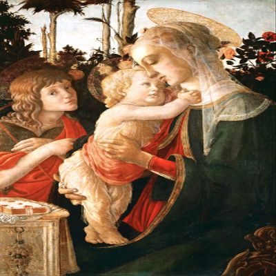 100% Smooth Cotton Paper - Sandro Botticelli - Madonna and Child with The Young St. John The Baptist (1468) Photo Poster Painting Art Print - Size: 24 x 16 Inches