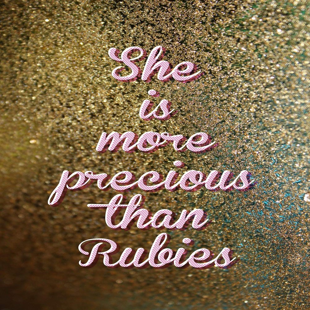 100% Smooth Cotton Paper - She is More Precious Than Rubies - Adorable Print Photo Poster Quote - Proverbs 3:15 Bible Verse Wall Decor - Size: 24 x 16 Inches