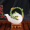 Tea Set Enamel Jade Kung Fu Tea Set Service for 6 White Jade Cup Coffee Set Afternoon Tea Pot Business Gift for Home Housewarming Christmas'S Day Women Tea Party Sets Gift,I view 3