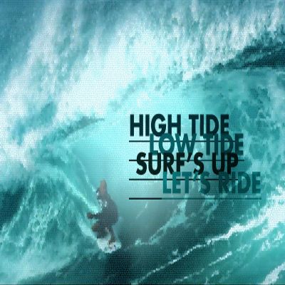 100% Smooth Cotton Paper - Surfing Motivational Poster 11"High Tide Low Tide Surf's Up Let's Ride Photo Art Print Motivation Quote - Size: 24 x 16 Inches