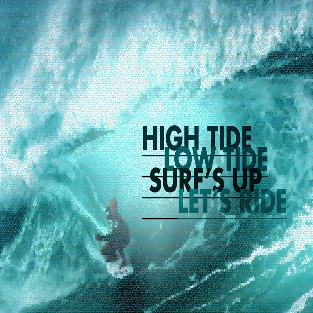 100% Smooth Cotton Paper - Surfing Motivational Poster 11"High Tide Low Tide Surf's Up Let's Ride Photo Art Print Motivation Quote - Size: 24 x 16 Inches