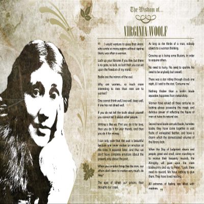 100% Smooth Cotton Paper - The Wisdom of Virginia Woolf Poster - Photo Art Print Gift Motivation - Mrs Dalloway, A Room of One's Own - Size: 24 x 16 Inches