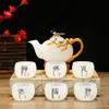 Tea Set Enamel Jade Kung Fu Tea Set Service for 6 White Jade Cup Coffee Set Afternoon Tea Pot Business Gift for Home Housewarming Christmas'S Day Women Tea Party Sets Gift,A view 1