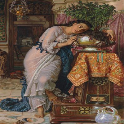 100% Smooth Cotton Paper - William Holman Hunt - Isabella and The Pot of Basil (1867) Photo Poster Art Print Painting - Size: 24 x 16 Inches