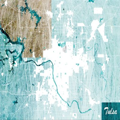 100% Smooth Cotton Paper - Tulsa, Oklahoma, USAOriginal Map Design Blue Stroke - Art Print Poster Photo Gift - Size: 24 x 16 Inches