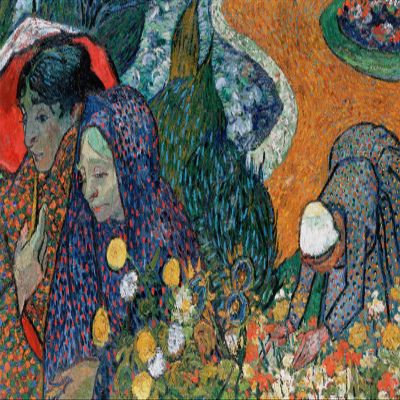 100% Smooth Cotton Paper - Van Gogh - Memory of The Garden at Etten (Ladies of Arles) (1888) - Painting Photo Poster Print Art Gift - Size: 24 x 16 Inches