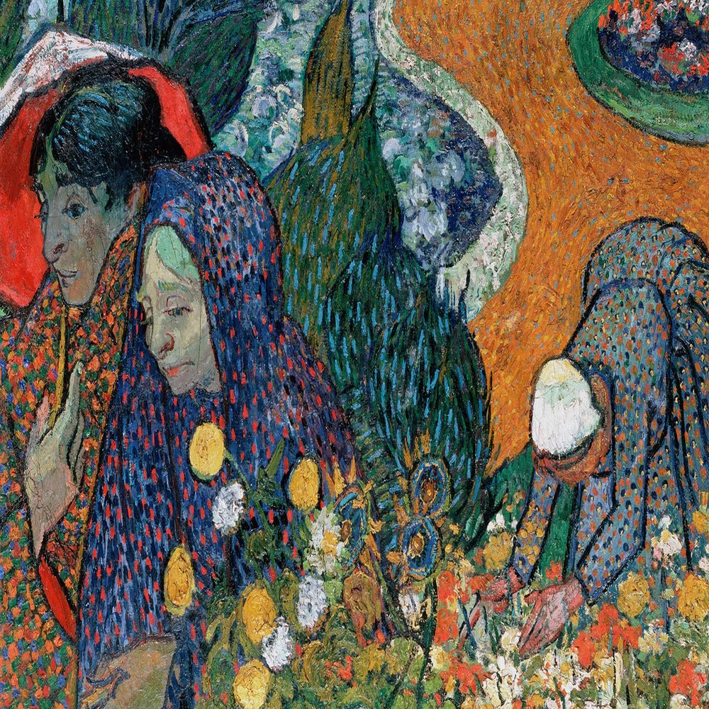 100% Smooth Cotton Paper - Van Gogh - Memory of The Garden at Etten (Ladies of Arles) (1888) - Painting Photo Poster Print Art Gift - Size: 24 x 16 Inches