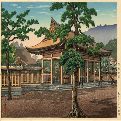 100% Smooth Cotton Paper - Tsuchiya Koitsu - Kashihara Shrine (1930) Ukiyo-e Japan Japanese Poster Painting Art Print - Size: 24 x 16 Inches