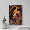 100% Smooth Cotton Paper - Utagawa Kuniyoshi - Saito Oniwakamaru The Young Benkei Fights The Giant Carp at The Bishimon Waterfall (1845) Photo Poster Art Print Painting - Size: 24 x 16 Inches view 4