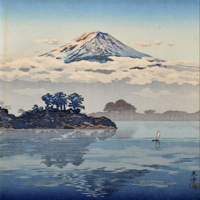 100% Smooth Cotton Paper - Tsuchiya Koitsu - Lake Kawaguchi (1930) Ukiyo-e Japan Japanese Poster Painting Art Print - Size: 24 x 16 Inches