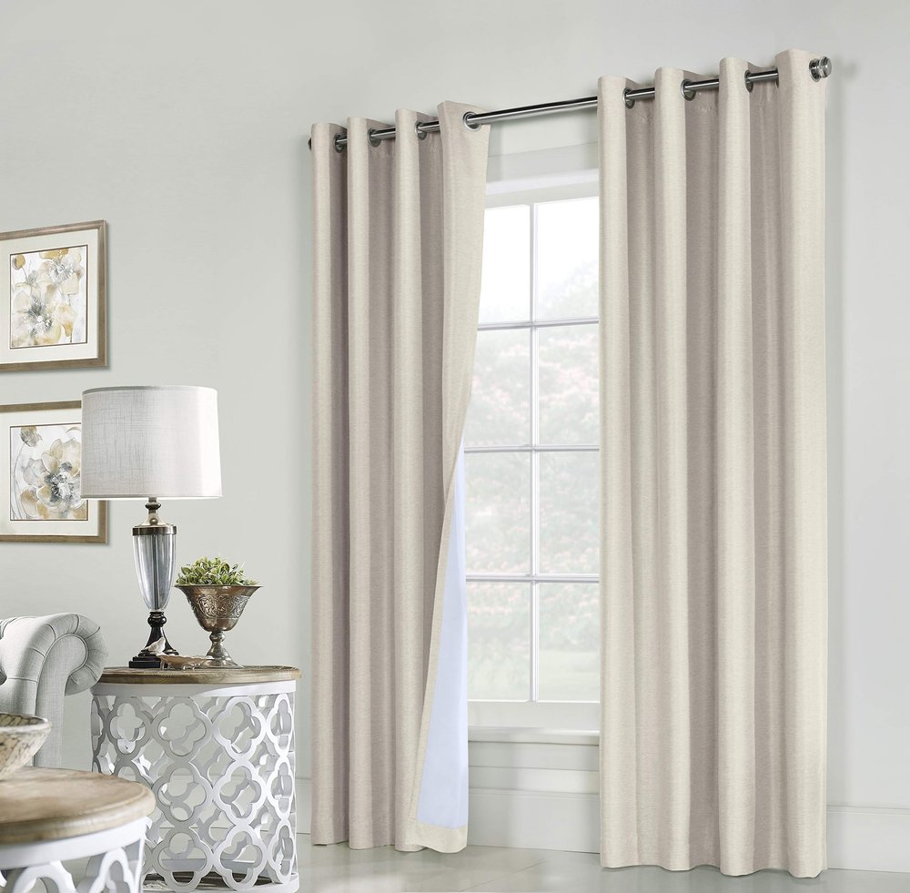 Loft Living Vienna Total Blackout Foamback Grommet Curtain Panel Pair Each 52" x 63" in Natural