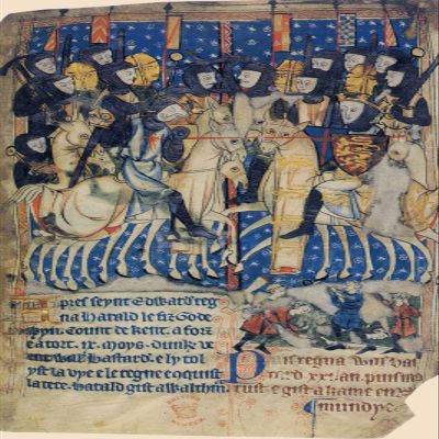100% Smooth Cotton Paper - Battle of Hastings Manuscript - William The Conqueror Stabs King Harold of England (13th Century) Photo Poster Painting Art Print - Size: 24 x 16 Inches