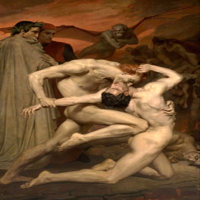 100% Smooth Cotton Paper - William Adolphe Bouguereau - Dante and Virgil (1850) - Reproduction of a Painting - Photo Poster Print Art Gift - Size: 24 x 16 Inches