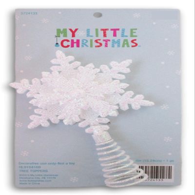 Glitter Snowflake Miniature Christmas Tree Topper - 6 Inches (Iridescent)