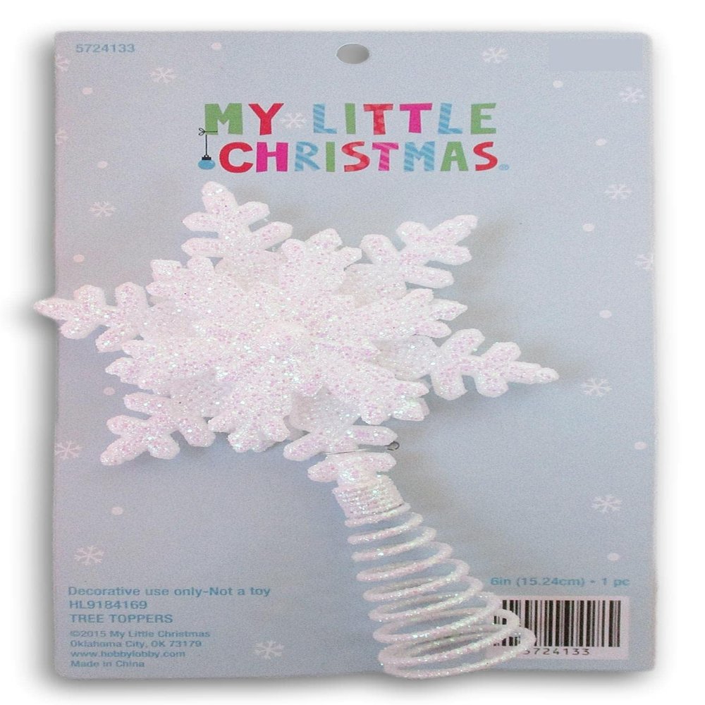 Glitter Snowflake Miniature Christmas Tree Topper - 6 Inches (Iridescent)