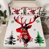 Manfei Xmas Deer Sheet Set Twin Size, Christmas Tree Snowflake Print Bed Sheet Set 3pcs with Deep Pocket Fitted Sheet + Flat Sheet + 1 Pillowcase, New Year Theme Bedding Set for Kids Boys Girls view 2