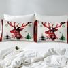 Manfei Xmas Deer Sheet Set Twin Size, Christmas Tree Snowflake Print Bed Sheet Set 3pcs with Deep Pocket Fitted Sheet + Flat Sheet + 1 Pillowcase, New Year Theme Bedding Set for Kids Boys Girls view 4