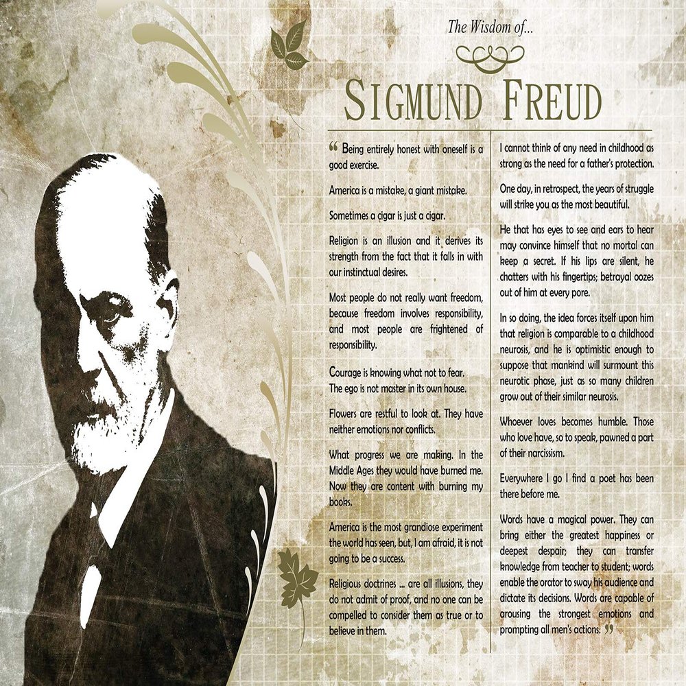 100% Smooth Cotton Paper - The Wisdom of Sigmund Freud Poster - Photo Art Print Gift Motivation - Size: 24 x 16 Inches