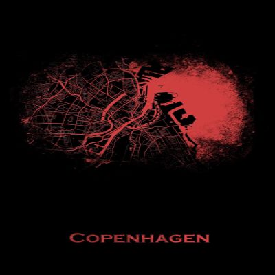 100% Smooth Cotton Paper - Copenhagen, Denmark Original Map Design Red Splatter - Art Print Poster Photo Gift - Size: 24 x 16 Inches