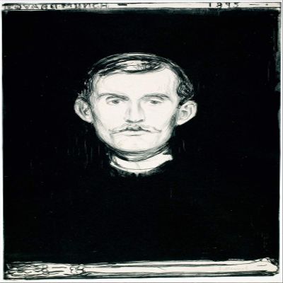 100% Smooth Cotton Paper - Edvard Munch - Self-Portrait (1895) - Reproduction of a Classic Edward Munch Painting - Photo Poster Print Art Gift - Size: 24 x 16 Inches