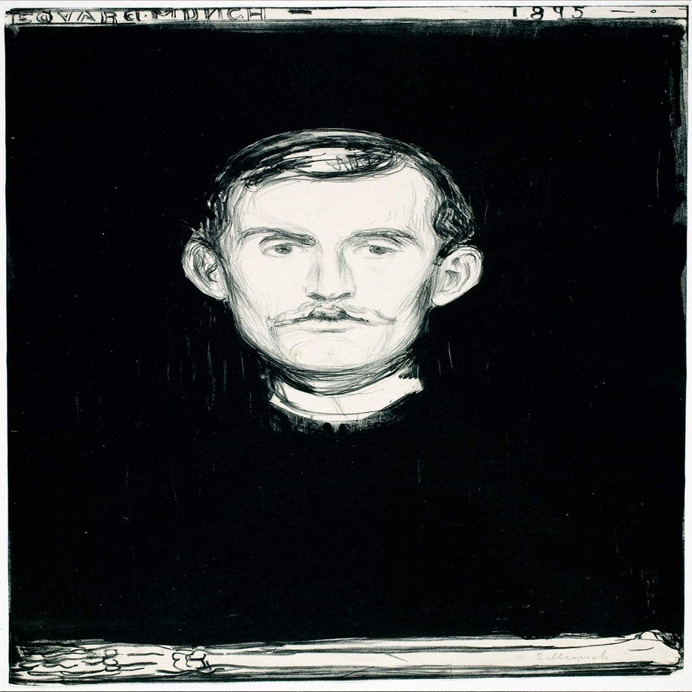 100% Smooth Cotton Paper - Edvard Munch - Self-Portrait (1895) - Reproduction of a Classic Edward Munch Painting - Photo Poster Print Art Gift - Size: 24 x 16 Inches
