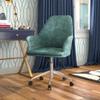 Aesthetic Green Comfy Task Chair with Padded Arms | Center Tilt, Ergonomic Home Desk, Five Pronged Base with Wheels, Luxe Touch, Silky-Smooth Microfiber Upholstery | Seat Height Adjustable & Swivel view 2
