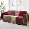 Turquoize Boho Couch Cover Bohemian Cotton Sofa Cover Sofa Throw Cover for Couches Sofa Slipcover Sectional Sofa Couch Covers Feature Hippie Chenille Jacquard Fabric (71"x 118", X-Large, Green Red) view 1