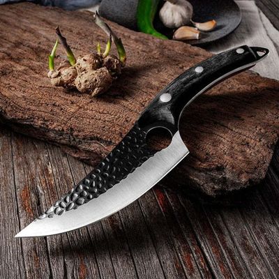 5.5" Meat Cleaver Hunting Knife Handmade Forged Boning Knife Serbian Chef Knife Stainless Steel Kitchen Knife Butcher Fish Knife Black Handle Russian Federation