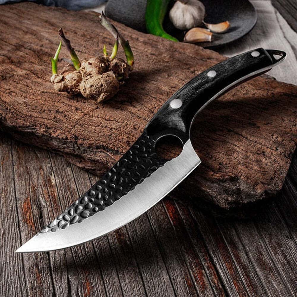 5.5" Meat Cleaver Hunting Knife Handmade Forged Boning Knife Serbian Chef Knife Stainless Steel Kitchen Knife Butcher Fish Knife Black Handle Russian Federation