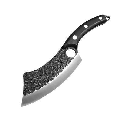 5.5" Meat Cleaver Hunting Knife Handmade Forged Boning Knife Serbian Chef Knife Stainless Steel Kitchen Knife Butcher Fish Knife Type D Black Handle China