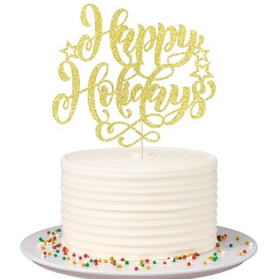 Sleyberoy Happy Holiday Cake Topper - Welcome Happy New Year 2026, Cheers to 2026, Merry Christmas Winter, Holiday Party Decorating Supplies(Happy Holiday)