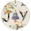 2022 Christmas Ornaments Pine Tree Joy Plaid Ceramic Ornament Jingle Bell Wreath Souvenir Xmas Wall Door Window Decor Two Sides Printed Personalized Memorial Pendant Keepsake 3 Inch view 1