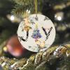 2022 Christmas Ornaments Pine Tree Joy Plaid Ceramic Ornament Jingle Bell Wreath Souvenir Xmas Wall Door Window Decor Two Sides Printed Personalized Memorial Pendant Keepsake 3 Inch view 4