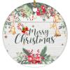 2022 Christmas Ornaments Berries Pine Twigs Ornament Wreath Ceramic Ornament Jingle Bells Bow Souvenir Xmas Wall Door Window Decor Two Sides Printed Memorial Pendant Keepsake 3 Inch view 1
