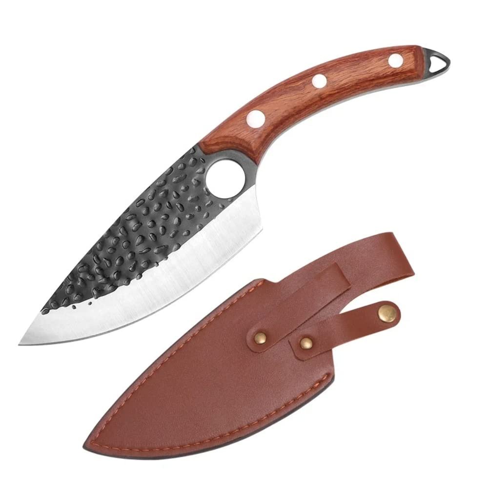 5.5" Meat Cleaver Hunting Knife Handmade Forged Boning Knife Serbian Chef Knife Stainless Steel Kitchen Knife Butcher Fish Knife B Brown with Cover Russian Federation