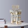 64 Piece Silverware Set for 16, Stainless Steel Flatware Set, Modern Cutlery Tableware set w/Gold Accents Knife Fork Spoon Cutlery for Family Gatherings Daily Use Wedding view 4