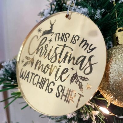 15pcs of Merry Christmas Acrylic Ornament,2023 Tree Bauble Decorations,DIY Round Acrylic Blanks,Wedding Gift Tags (3'', Gold Mirror)