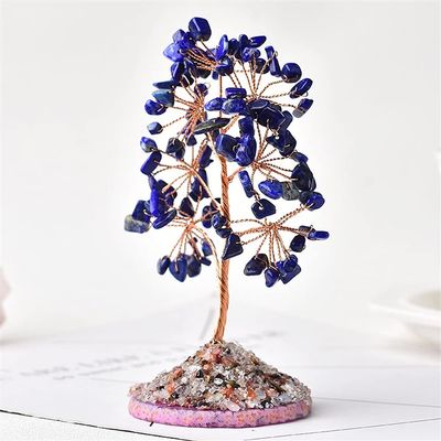 WGPHD Health & Household Natural Amethyst Tree of Life Rock Mineral Specimen Agate Reiki Healing Home Decoration Ornaments Lucky Tree DIY Gifts Souvenir (Color : Lapis Lazuli, Size : 1pc)