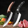 5.5" Meat Cleaver Hunting Knife Handmade Forged Boning Knife Serbian Chef Knife Stainless Steel Kitchen Knife Butcher Fish Knife Brown with PU Cover Russian Federation view 2