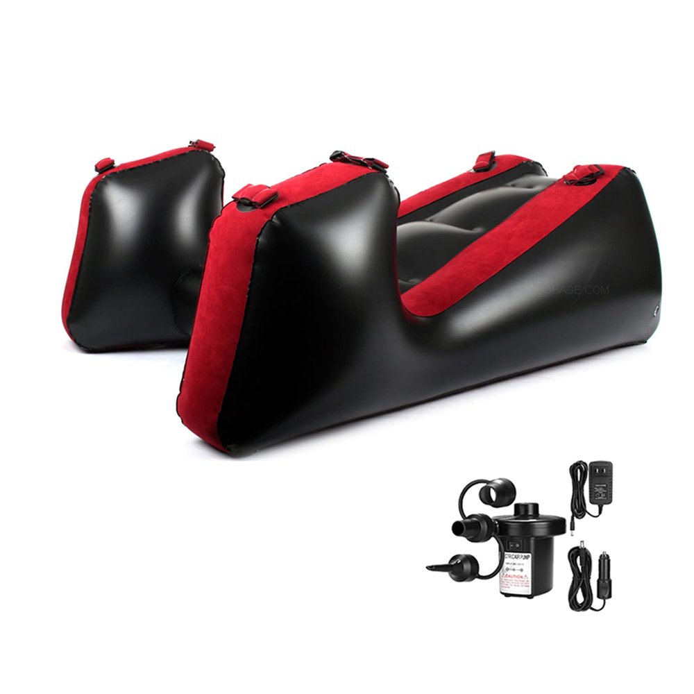 PLKO Inflatable Sofa Bed, Inflatable Sofa with Household Air Pump, Portable Lounge Chair, Relaxation Tools for Bedroom (Red)