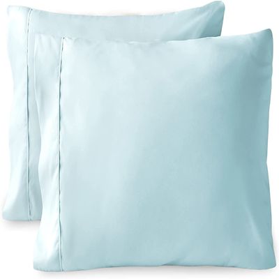 400 TC Set of 2 Oxford Pillowcases, 100% Egyptian Cotton Envelope Closure Pillow Covers Solid & Striped Pattern Pillow Protectors - Light Blue Solid, King Size 20"X40"