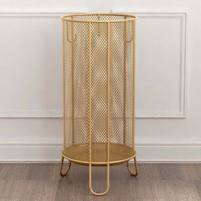 ZARBAILRE Gold Round Umbrella Stand 1022inch, Umbrella Rack with Hollow Metal Mesh, Rustic Entryway Free Standing Walking Umbrella Holder, for Indoor Outdoor Home Office