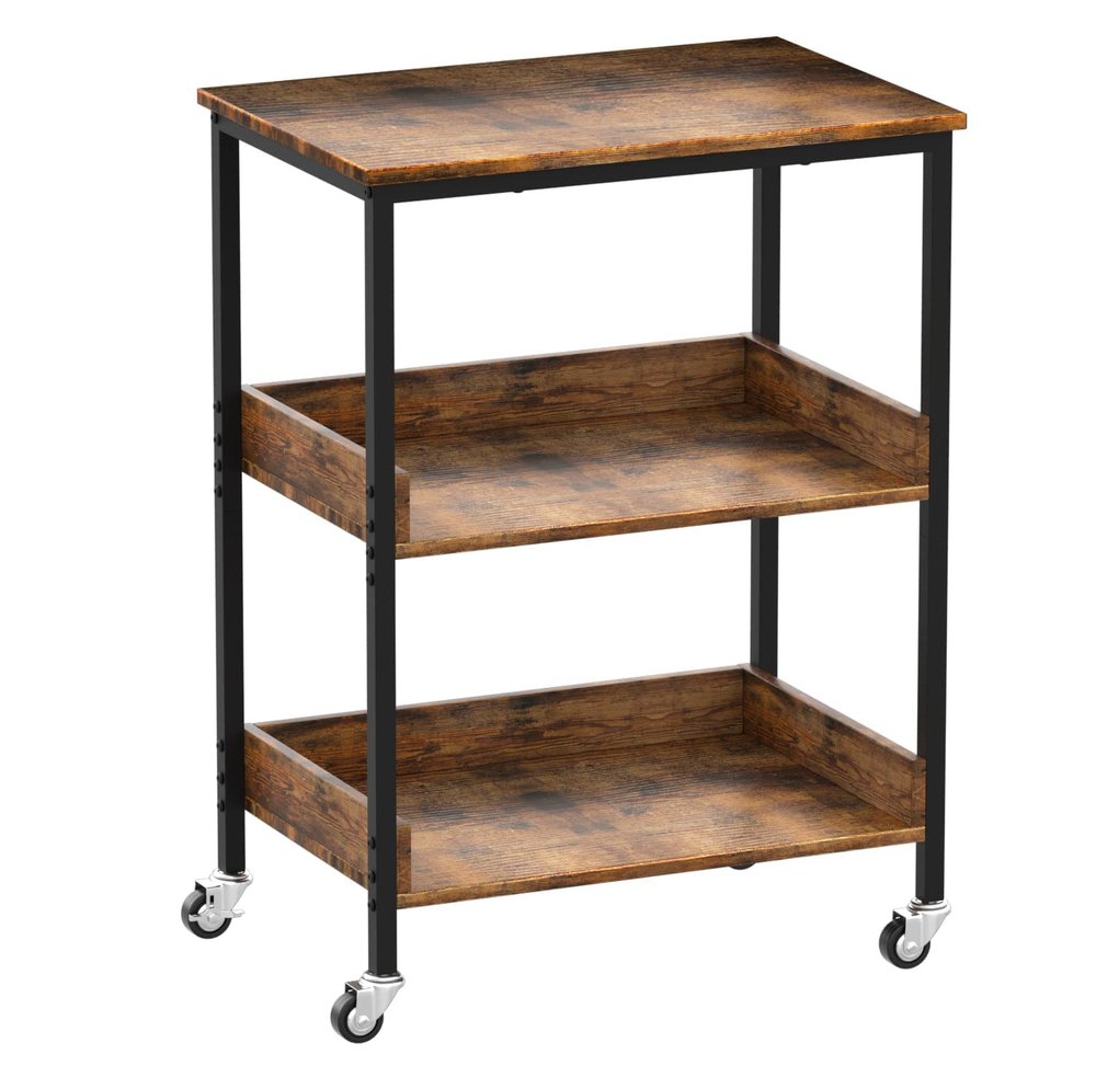 ASTARTH Kitchen Microwave Cart, 3 Tier Rolling Utility Cart on Wheels Coffee Cart, Storage Islands for Living and Kitchen Room
