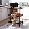 ASTARTH Kitchen Microwave Cart, 3 Tier Rolling Utility Cart on Wheels Coffee Cart, Storage Islands for Living and Kitchen Room view 2