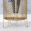 ZARBAILRE Gold Round Umbrella Stand 8217inch, Umbrella Rack with Hollow Metal Mesh, Rustic Entryway Free Standing Walking Umbrella Holder, for Indoor Outdoor Home Office view 2