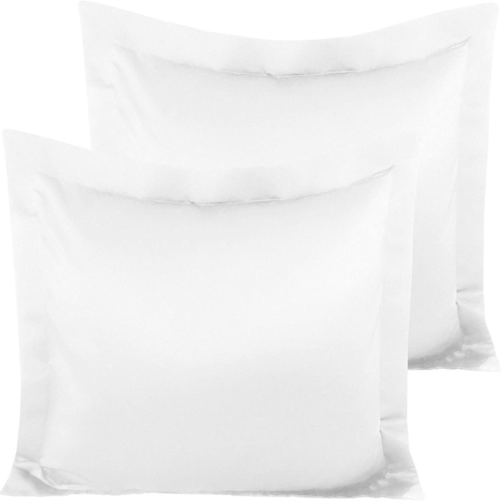 400 TC Set of 2 Oxford Pillowcases, 100% Egyptian Cotton Envelope Closure Pillow Covers Solid & Striped Pattern Pillow Protectors - White Solid, King Size 20"X40"