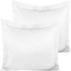 400 TC Set of 2 Oxford Pillowcases, 100% Egyptian Cotton Envelope Closure Pillow Covers Solid & Striped Pattern Pillow Protectors - White Solid, King Size 20"X40" view 1