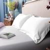 400 TC Set of 2 Oxford Pillowcases, 100% Egyptian Cotton Envelope Closure Pillow Covers Solid & Striped Pattern Pillow Protectors - White Solid, King Size 20"X40" view 2